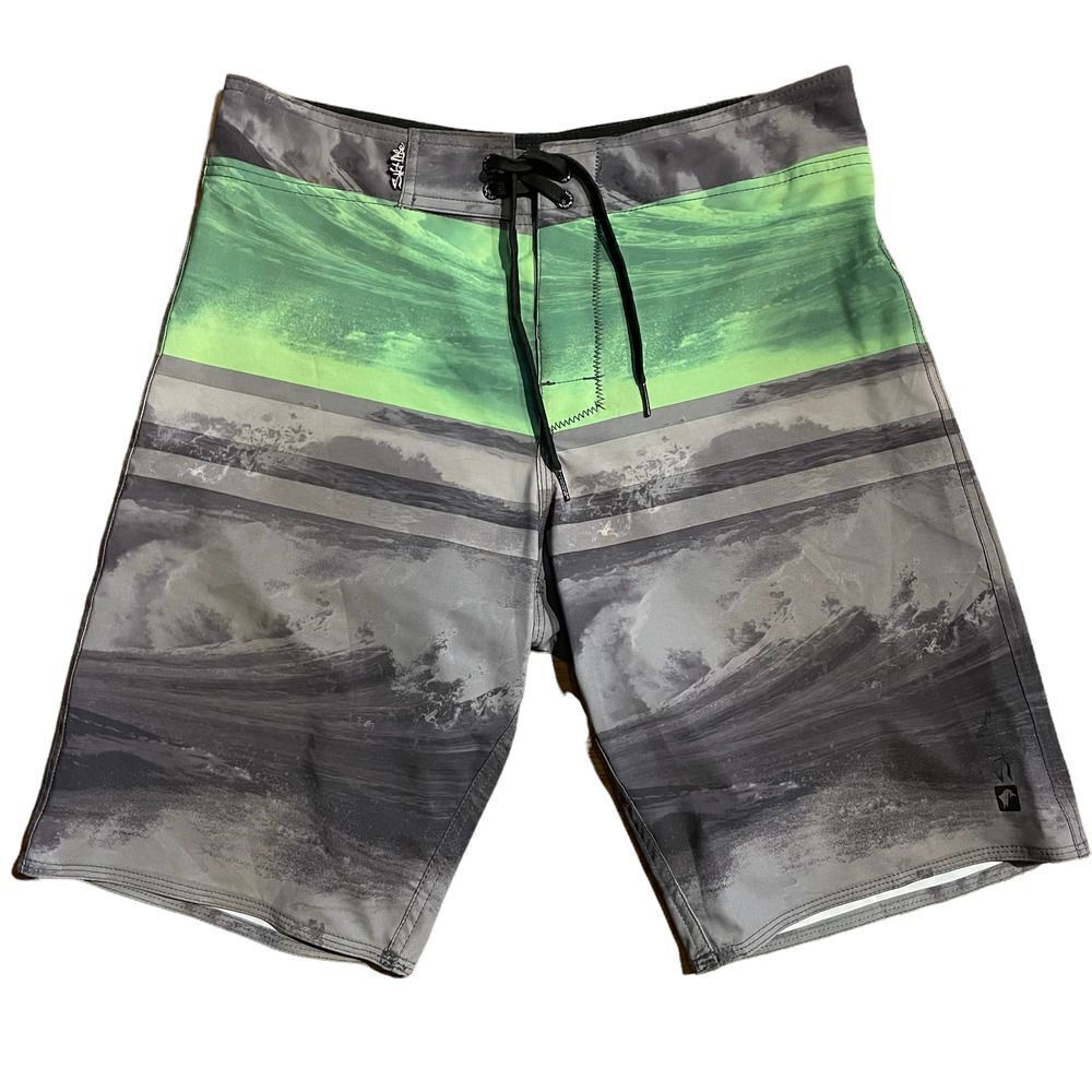 SALT Life SLX-QD Vapor Stretch Boardshorts Gray Green Size 30